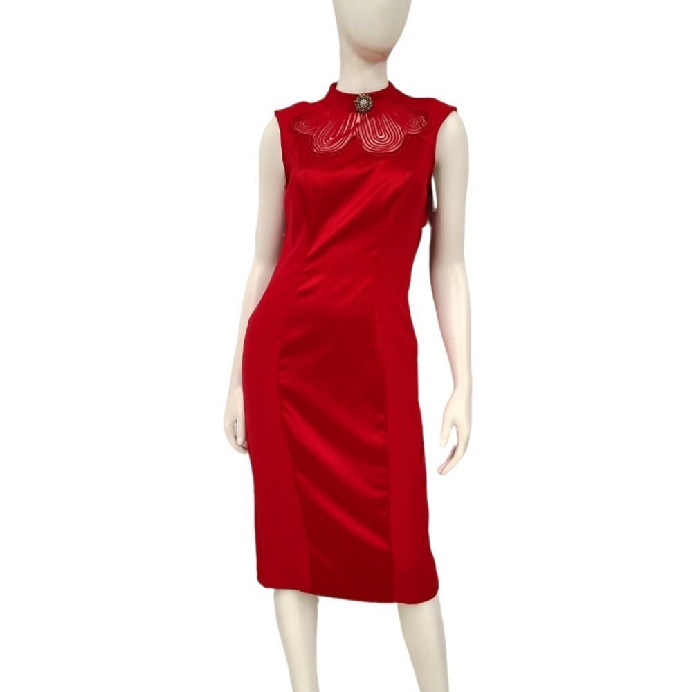 New with Tags NY&Co Eva Mendes Red Silk Panel Dress size 2